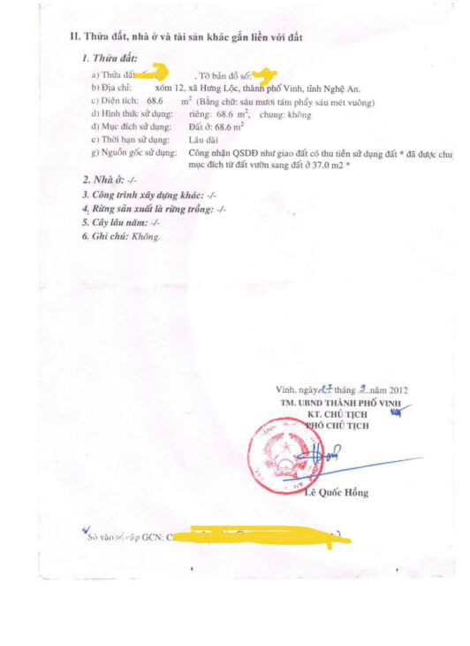 HOT HOT – CHÍNH CHỦ CẦN BÁN LÔ ĐẤT TẠI 7 NGÁCH 9/18, đường Trần Tấn, P.Hưng Lộc TP. Vinh, Nghệ An