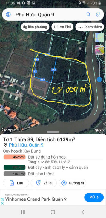 Bán đất thổ cư 28000m2, phú huu, Q.9, Bưng Ông Thoàn, gia chi 13tr/m2, sổ đỏ