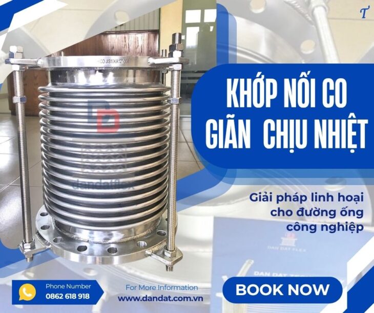 Khớp nối co giãn inox/ Khớp nối co giãn hơi nóng/ Khớp co giãn dùng cho khí nén/ Ống nối co giãn