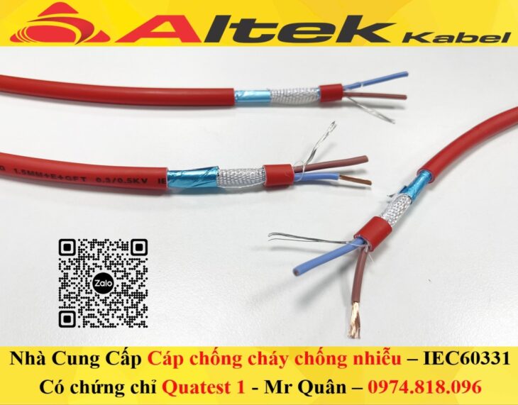 Cáp Chống Cháy 2×1.5+E+GFT – IEC60331, BS6387