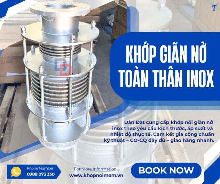 Khớp nối co giãn inox/ Khớp nối co giãn hơi nóng/ Khớp co giãn dùng cho khí nén/ Ống nối co giãn