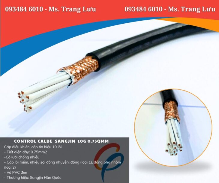 Cáp điều khiển Sangjin 10 lõi 0.75mm² chống nhiễu giá tốt