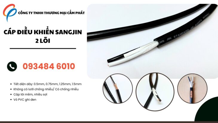 Cáp điều khiển Sangjin 2 lõi – chống nhiễu & không chống nhiễu