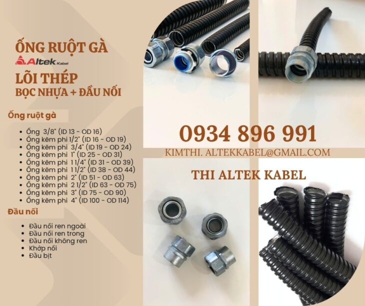 Ống Ruột Gà Lõi Thép Bọc Nhựa + Đầu Nối Giá Tốt