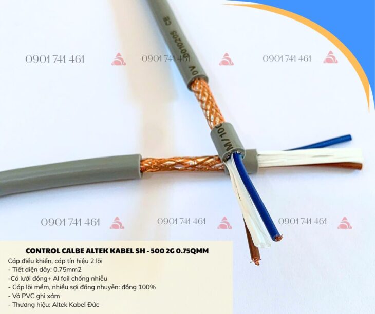 Cáp điều khiển 2×0.75mm² chống nhiễu – Sẵn tại Đà Nẵng, Huế, Quảng Nam