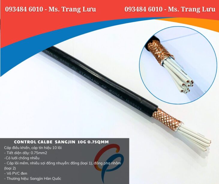 Cáp điều khiển Sangjin 10 lõi 0.75mm² chống nhiễu giá tốt