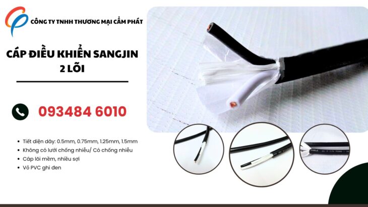 Cáp điều khiển Sangjin 2 lõi – chống nhiễu & không chống nhiễu