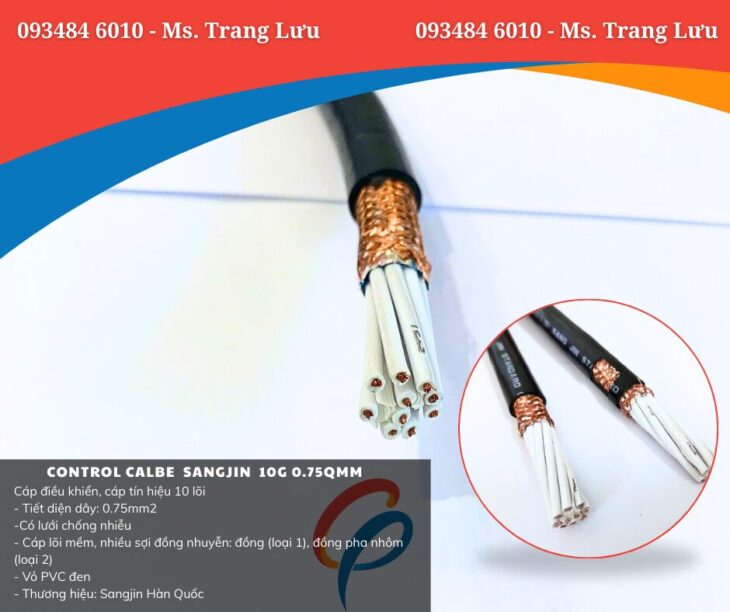 Cáp điều khiển Sangjin 10 lõi 0.75mm² chống nhiễu giá tốt