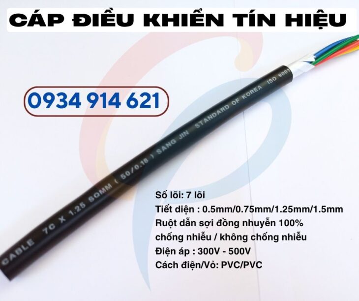 Cáp điều khiển Sangjin 7×1.5mm² / 7×2.5mm² – Cu chống nhiễu”