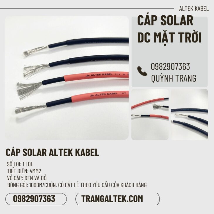 Cáp Solar 4mm Altek Kabel – Chuyên dùng cho hệ thống điện mặt trời