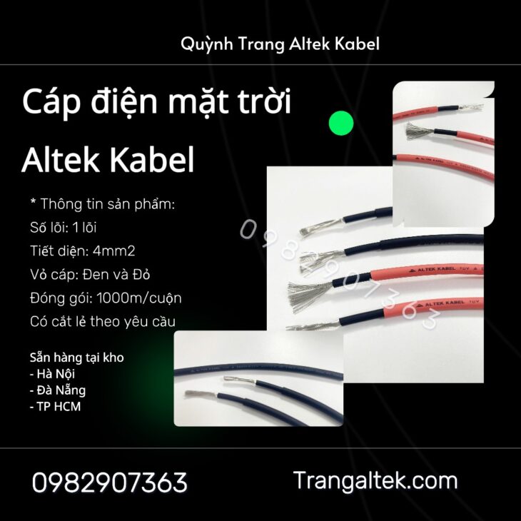 Cáp Solar 4mm Altek Kabel – Chuyên dùng cho hệ thống điện mặt trời