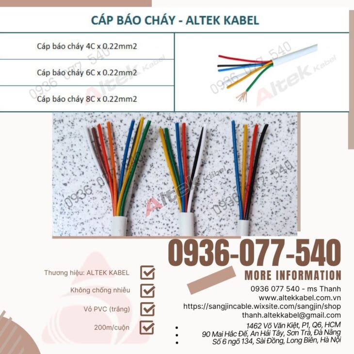 Cáp báo cháy Altek Kabel 4C x 0.22mm2 – Unshielded Alarm Cable