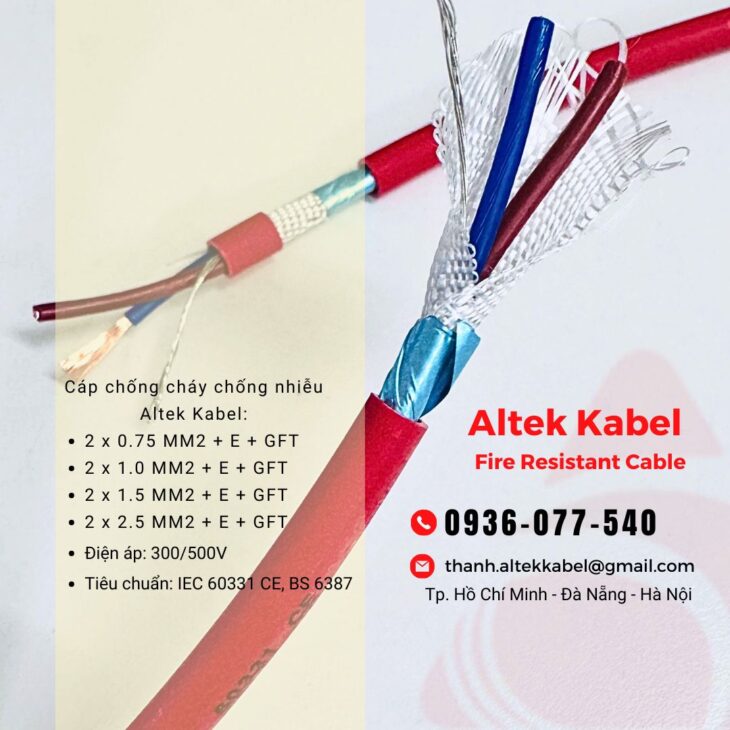 Cáp chống cháy chống nhiễu Altek Kabel 2×1.0mm² – Giải pháp an toàn tối ưu cho công trình