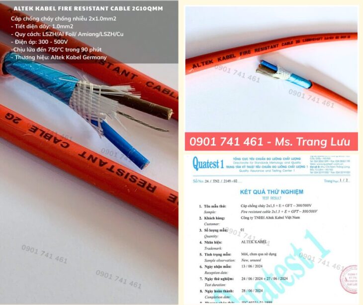 Cáp Chống Cháy Chống Nhiễu 2×1.0mm2 tiêu chuẩn IEC 60331-21