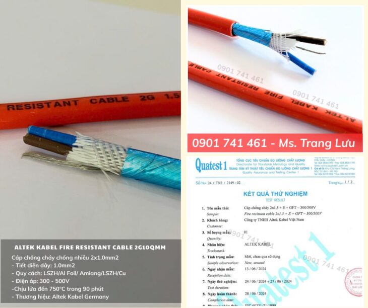 Cáp Chống Cháy Chống Nhiễu 2×1.0mm2 tiêu chuẩn IEC 60331-21