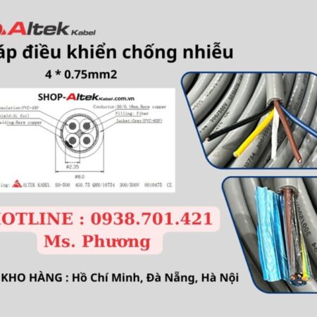 Cáp điều khiển có lưới chống nhiễu Altek Kabel 4G 0.75QMM Cáp điều khiển có lưới chống nhiễu Altek Kabel 4G 0.75QMM