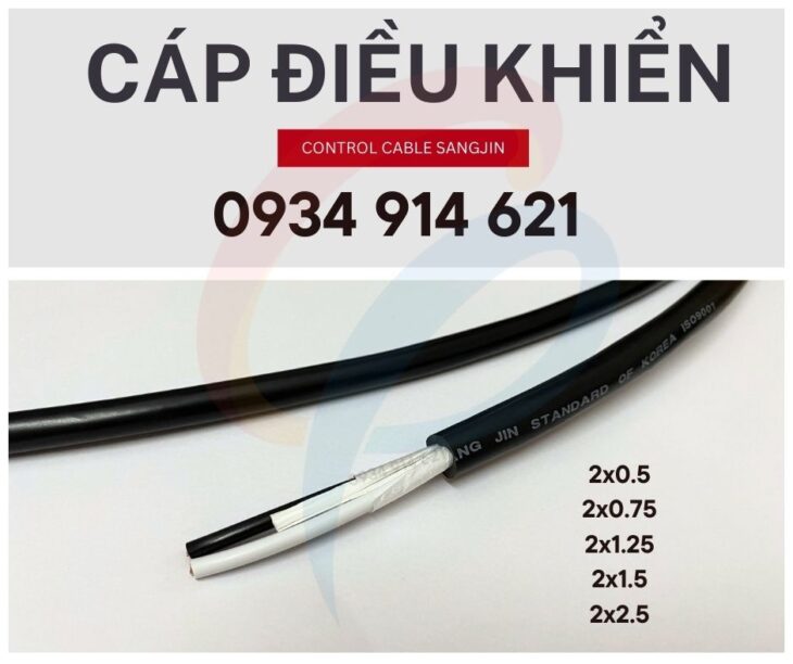 Cáp điều khiển RVV 2×1.25 Sangjin – Control Cable – sẵn hàng kho HCM