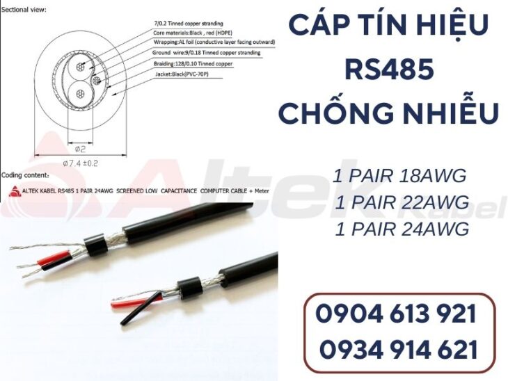 Cáp tín hiệu RS485 18AWG chính hãng Altek Kabel