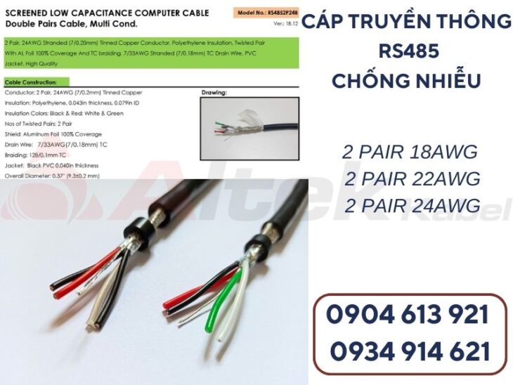 Cáp tín hiệu RS485 18AWG chính hãng Altek Kabel
