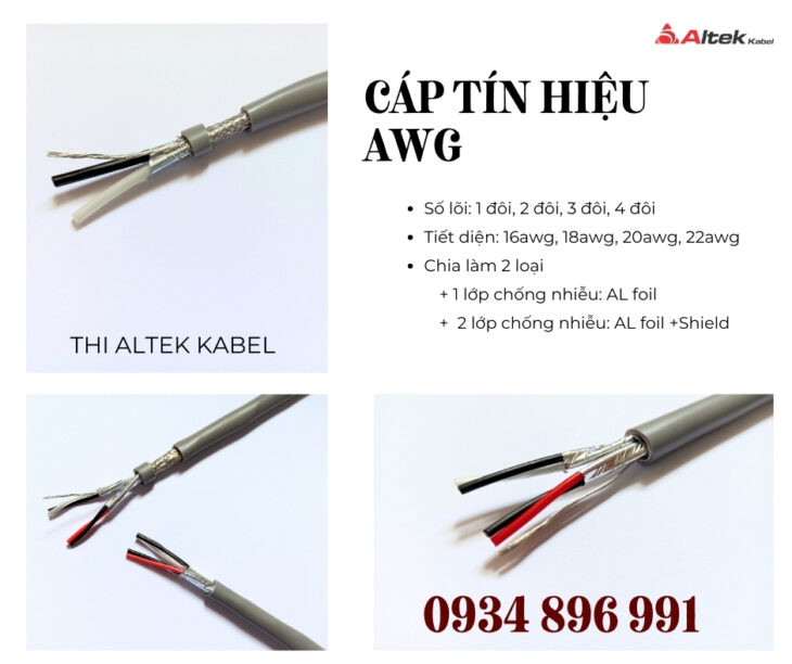 Cáp Tín Hiệu Vặn Xoắn AWG – 16AWG, 18AWG, 20AWG, 22AWG – Chống Nhiễu Altek Kabel