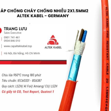 Cáp Chống Cháy Chống Nhiễu 2×1.5mm2 IEC 60331, BS6387 Cáp Chống Cháy Chống Nhiễu 2×1.5mm2 IEC 60331, BS6387