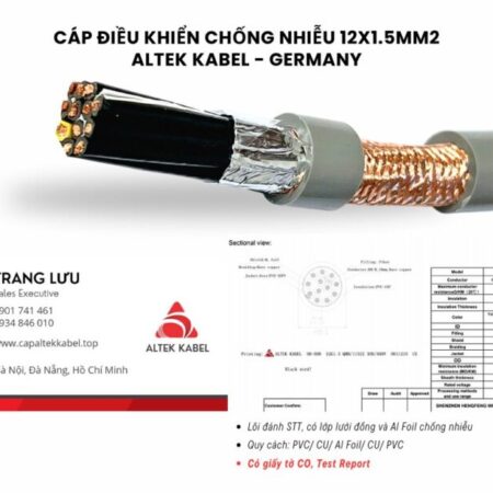 Cáp tín hiệu chống nhiễu 12×1.5 Altek Kabel RVVP, CVV/SC Cáp tín hiệu chống nhiễu 12×1.5 Altek Kabel RVVP, CVV/SC