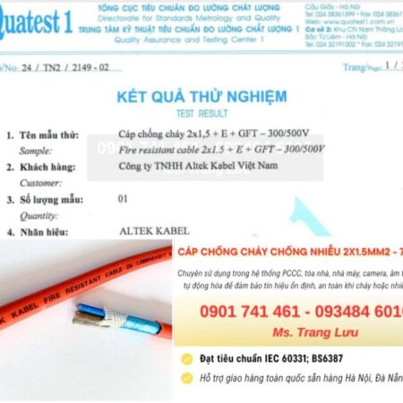 Cáp Chống Cháy Chống Nhiễu 2×1.5mm2 – 750°C Altek Kabel Cáp Chống Cháy Chống Nhiễu 2×1.5mm2 – 750°C Altek Kabel