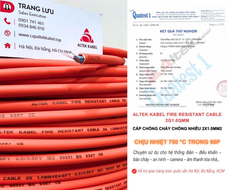 Cáp Chống Cháy Chống Nhiễu 2×1.0 Đà Nẵng, Bình Định, Huế, Lâm Đồng