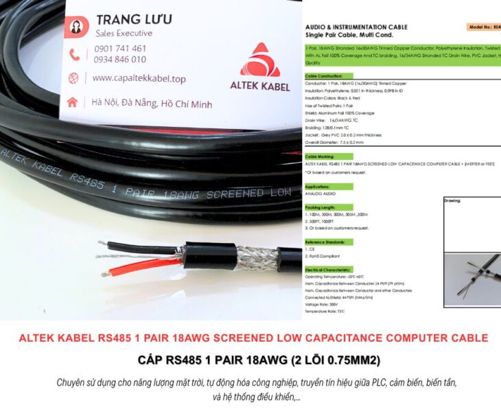Cáp ALTEK KABEL RS485 1 Pair 18AWG Đà Nẵng, Bình Định, Phú Yên, Bình Thuận