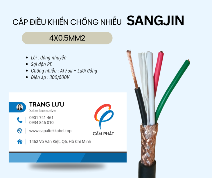 Cáp điều khiển chống nhiễu 4×0.5 Sangjin HCM, Bình Dương, Đồng Nai, BRVT