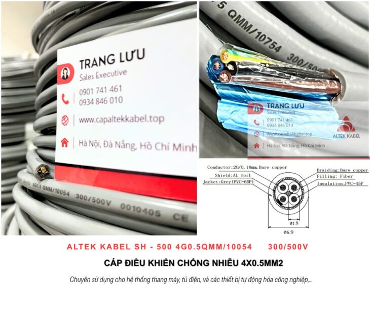 Cáp tín hiệu chống nhiễu 4×0.5 Đà Nẵng, Huế, Quảng Ngãi, Quảng Nam