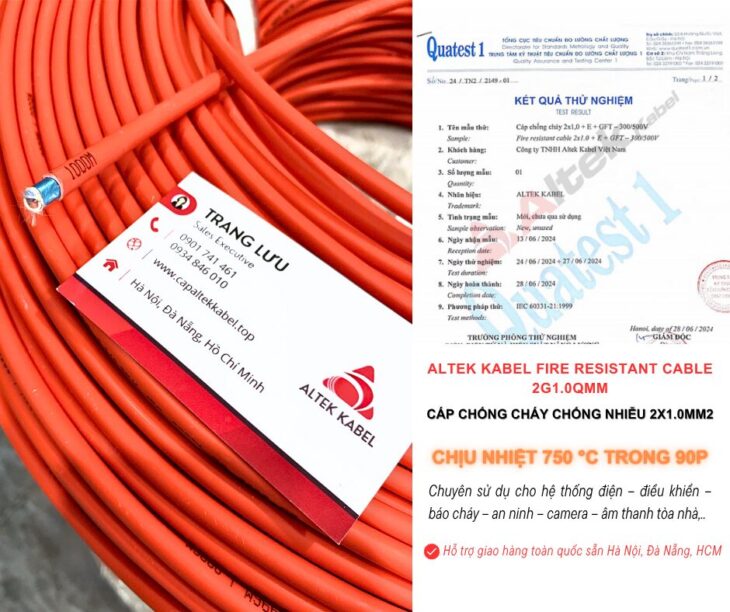 Cáp Chống Cháy Chống Nhiễu 2×1.0 Đà Nẵng, Bình Định, Huế, Lâm Đồng