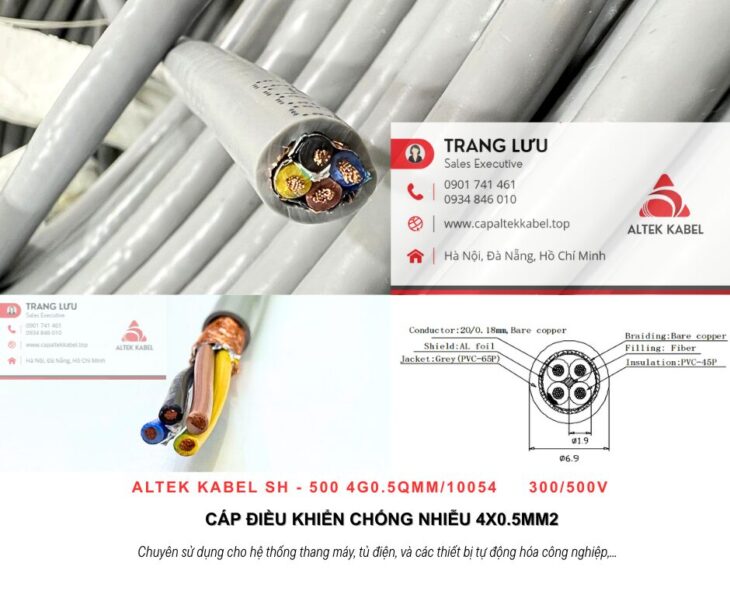 Cáp tín hiệu chống nhiễu 4×0.5 Đà Nẵng, Huế, Quảng Ngãi, Quảng Nam