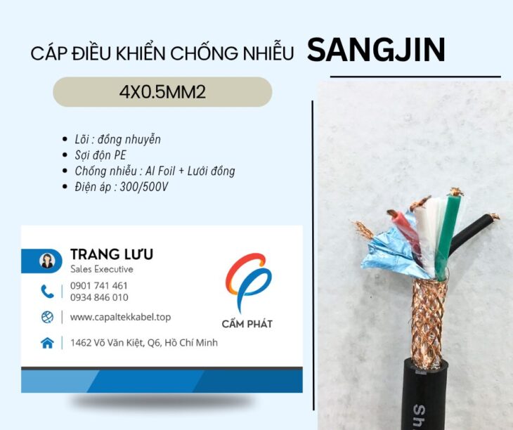 Cáp điều khiển chống nhiễu 4×0.5 Sangjin HCM, Bình Dương, Đồng Nai, BRVT