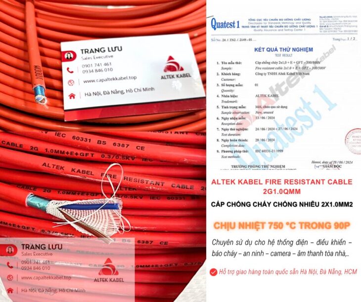 Cáp Chống Cháy Chống Nhiễu 2×1.0 Đà Nẵng, Bình Định, Huế, Lâm Đồng