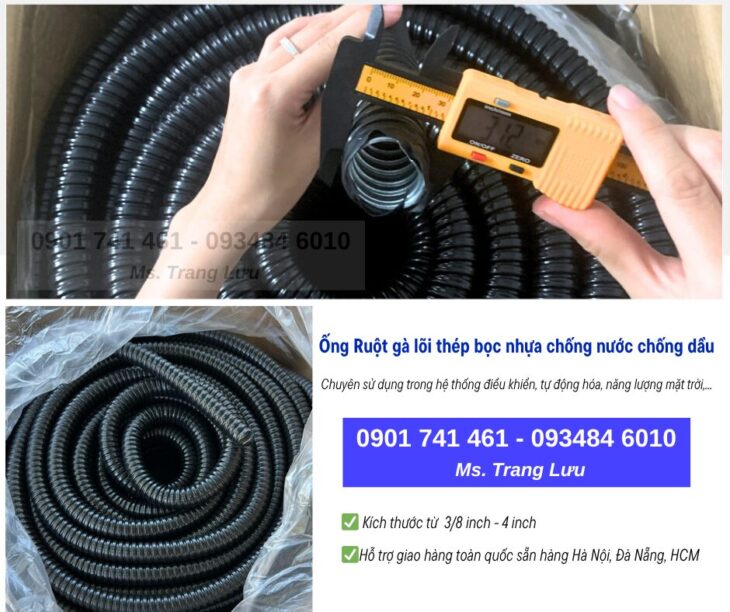 Ống Ruột Gà Lõi Thép Bọc Nhựa Chống Nước, Chống Dầu
