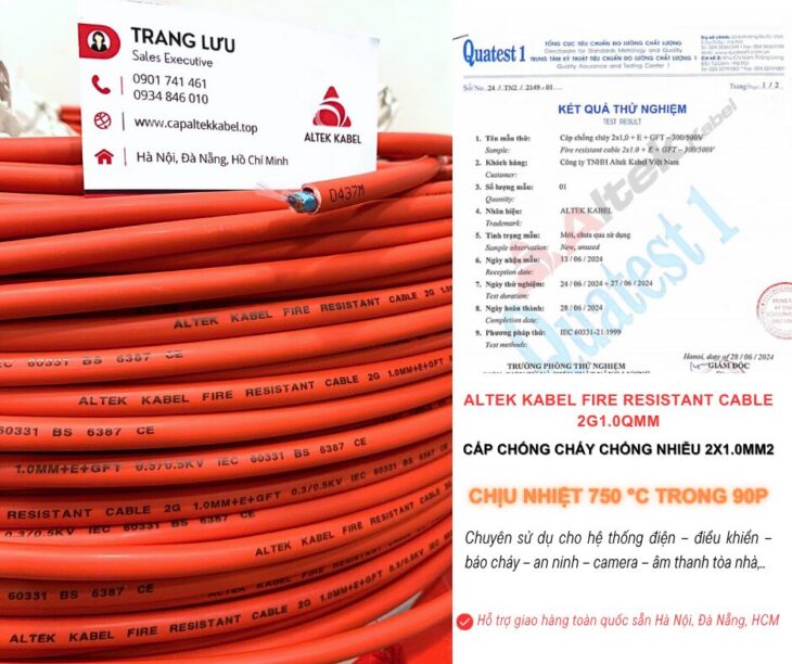 Cáp Chống Cháy Chống Nhiễu 2×1.0 Đà Nẵng, Bình Định, Huế, Lâm Đồng