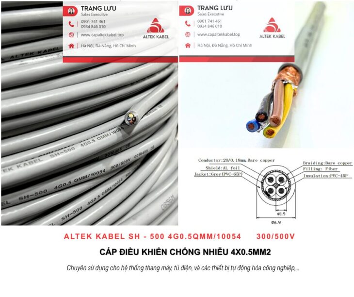 Cáp tín hiệu chống nhiễu 4×0.5 Đà Nẵng, Huế, Quảng Ngãi, Quảng Nam