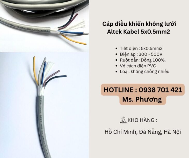Cáp điều khiển không lưới chống nhiễu Altek Kabel 5×0.5mm2 Đà Nẵng, Hồ Chí Minh, Hà Nội