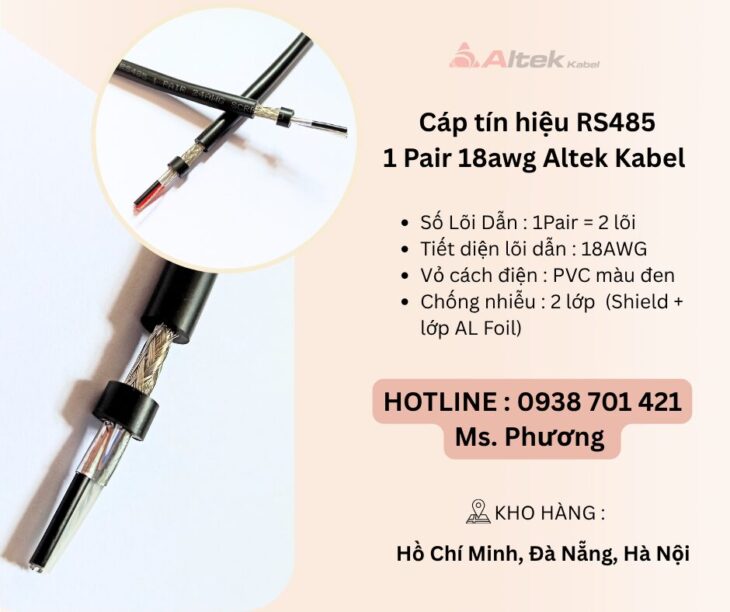 Cáp tín hiệu RS485 1 Pair 18awg Altek Kabel tại Đà Nẵng, Hà Nội, Hồ Chí Minh