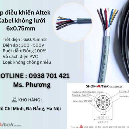 Cáp điều khiển Altek Kabel không lưới 6×0.75mm Đà Nẵng, Hà Nội, Hồ Chí Minh Cáp điều khiển Altek Kabel không lưới 6×0.75mm Đà Nẵng, Hà Nội, Hồ Chí Minh