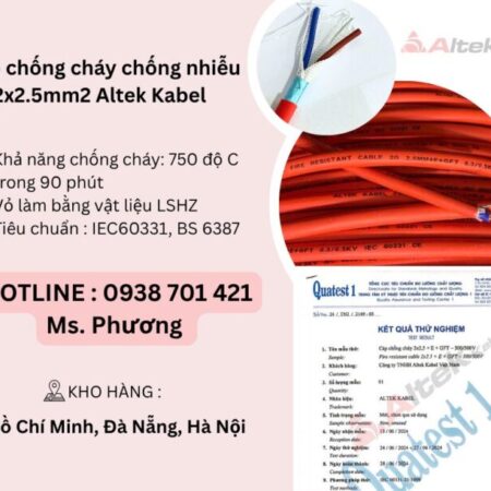 Cáp chống cháy chống nhiễu 2×2.5mm2 Altek Kabel Đà Nẵng, Hà Nội, Hồ Chí Minh Cáp chống cháy chống nhiễu 2×2.5mm2 Altek Kabel Đà Nẵng, Hà Nội, Hồ Chí Minh