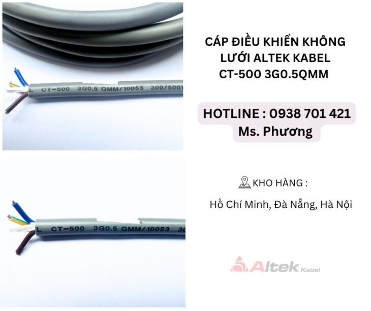 Cáp điều khiển không lưới Altek Kabel CT-500 3G0.5QMM Đà Nẵng, Hà Nội, Hồ Chí Minh