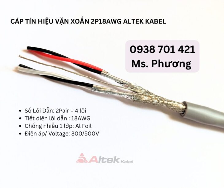 Cáp tín hiệu vặn xoắn 2P18AWG Altek Kabel Đà Nẵng, Hà Nội, Hồ Chí Minh