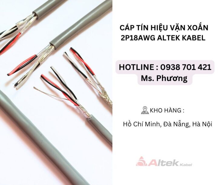 Cáp tín hiệu vặn xoắn 2P18AWG Altek Kabel Đà Nẵng, Hà Nội, Hồ Chí Minh