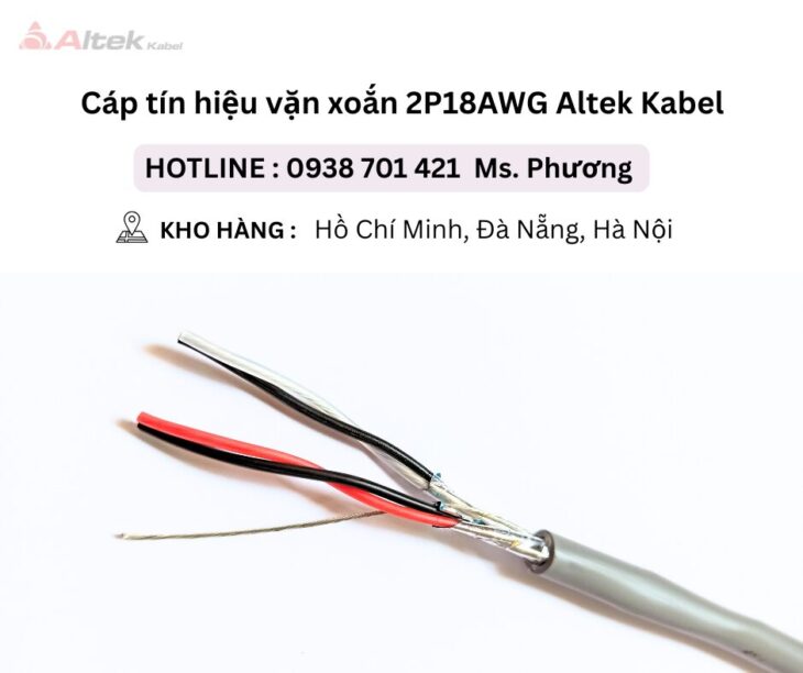 Cáp tín hiệu vặn xoắn 2P18AWG Altek Kabel Đà Nẵng, Hà Nội, Hồ Chí Minh