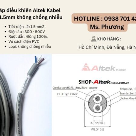 Cáp điều khiển Altek Kabel 2×1.5mm không chống nhiễu Đà Nẵng, Hồ Chí Minh, Hà Nội Cáp điều khiển Altek Kabel 2×1.5mm không chống nhiễu Đà Nẵng, Hồ Chí Minh, Hà Nội