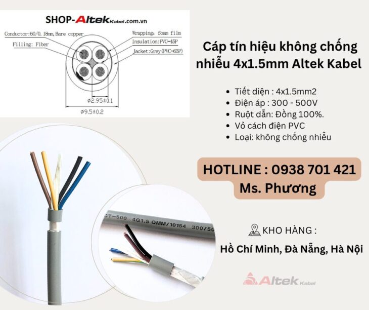 Cáp tín hiệu không chống nhiễu 4×1.5mm Altek Kabel Đà Nẵng, Hồ Chí Minh, Hà Nội