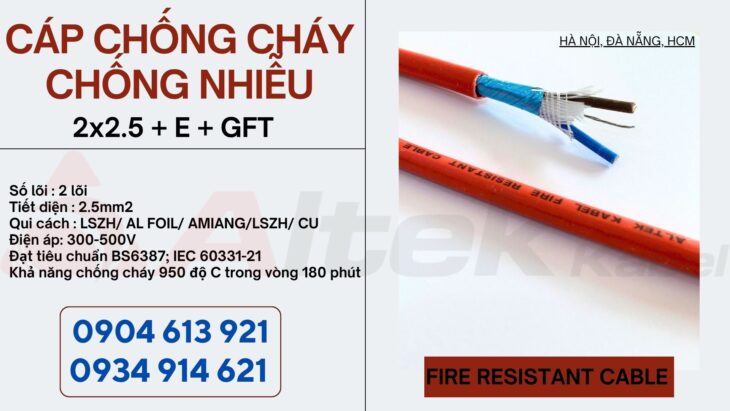 Dây chống cháy chống nhiễu 2×1.0mm2 Altek Kabel Đà Nẵng, Hà Nội, HCM