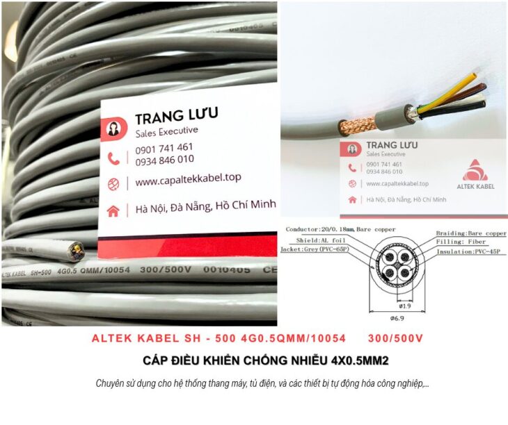 Cáp tín hiệu chống nhiễu 4×0.5 Đà Nẵng, Huế, Quảng Ngãi, Quảng Nam